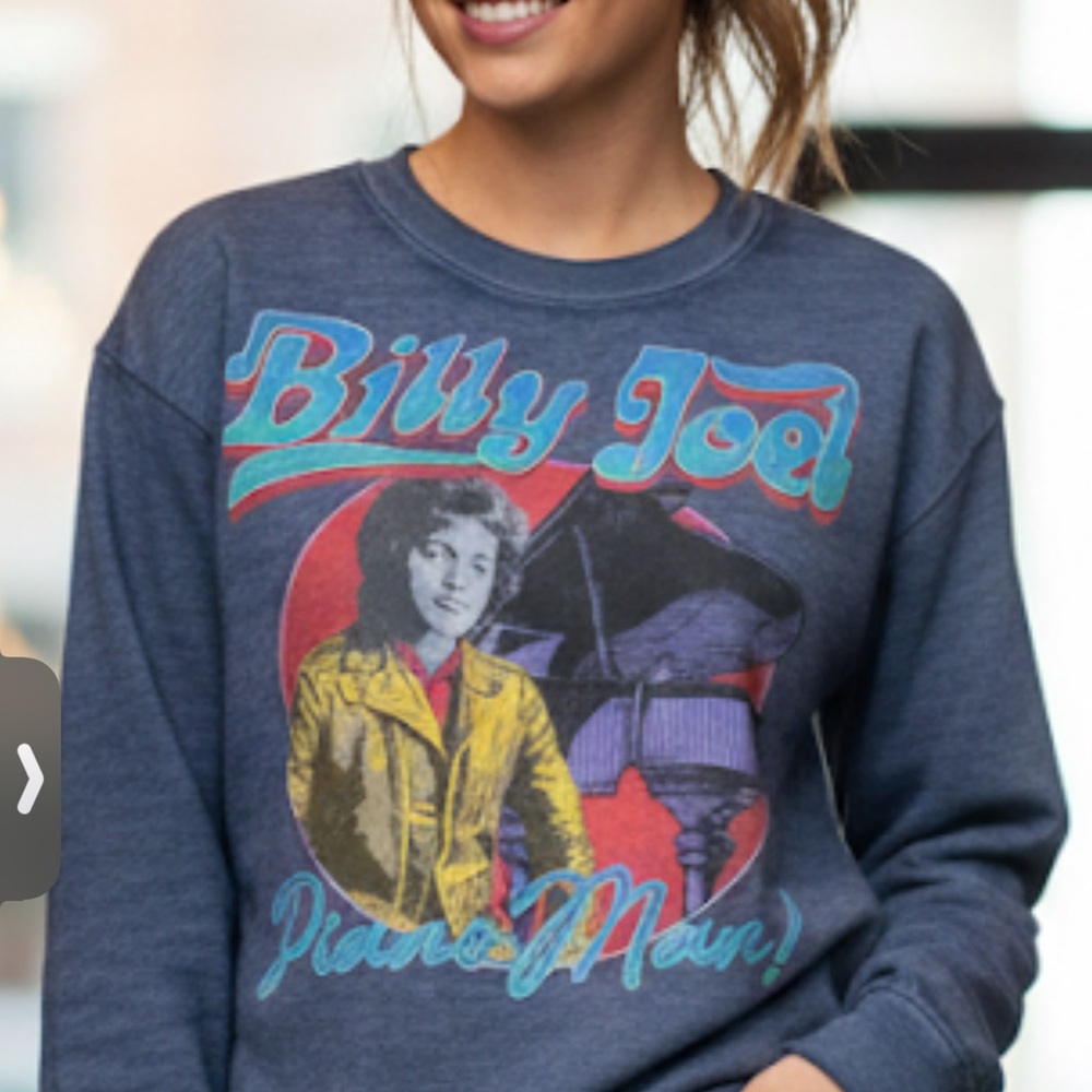 Blue Graphic Billy Joel  Sweatshirt - Picture 2 of 3